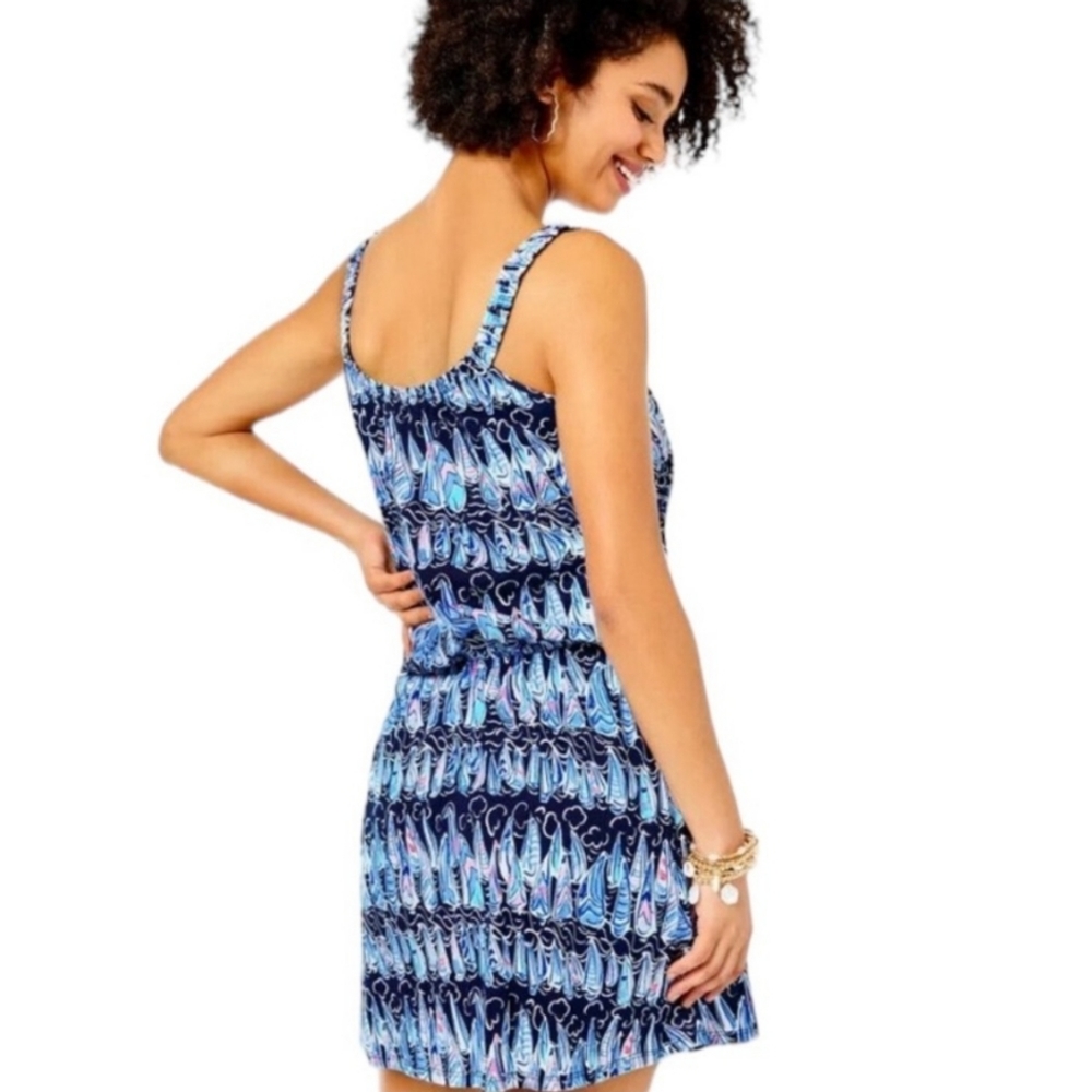 Lilly Pulitzer Navy and Light Blue Printed Mini Dress/Romper - Picture 3 of 11